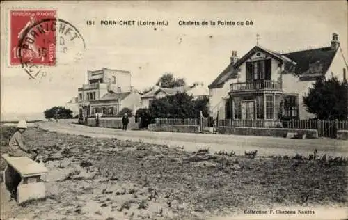 Ak Pornichet Loire Atlantique, Chalets de la Pointe du Bé, Straße, Menschen, Poststempel