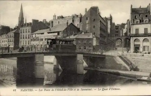 Ak Nantes Loire Atlantique, Brücke, Stadtansicht, Quai d'Orléans,  Architektur