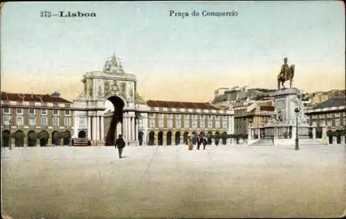Ak Lisboa Lissabon Portugal, Praca do Commercio, Denkmal