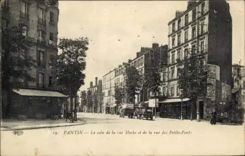Ak Pantin Seine Saint Denis, Straße Hoche und rue des Petits-Ponts,  Straßenansicht