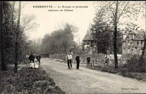 Ak Pierrefitte Seine Saint Denis, Kiosk und die Innenpromenade des Schlosses