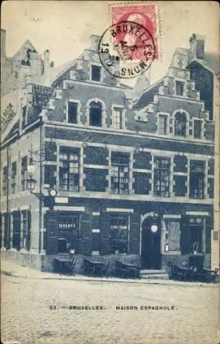 Ak Bruxelles Brüssel, Restaurant Maison Espagnole, Taverne Alfred,  Architektur, gedrungene Bauwe
