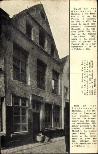Ak Mechelen Mecheln Malines Flandern Antwerpen, Beethovenhaus, Maison des van Beethoven, Architek