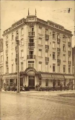 Ak La Panne De Panne Westflandern, Hotel Mon Bijou, Restaurant,  Architektur, Straßenszene