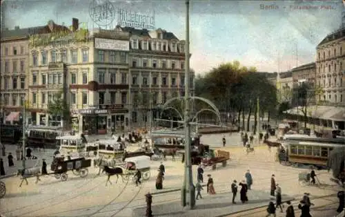 Ak Berlin Tiergarten,  Potsdamer Platz, Straßenbahnen, Kutschen