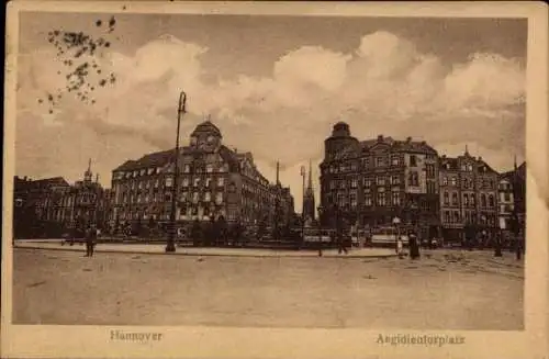 Ak Hannover in Niedersachsen, Bismarckdenkmal, Historische Ansicht des Aegidientorplatz, alte Geb