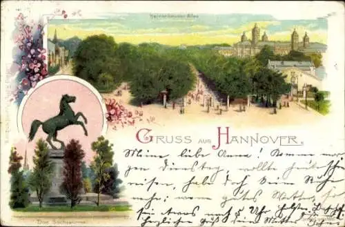 Litho Hannover in Niedersachsen, Sachsenross, Promenade, Herrenhauser Allee