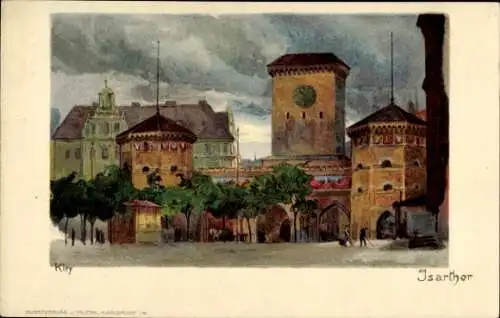 Künstler Litho Kley, Heinrich, München, Isartor