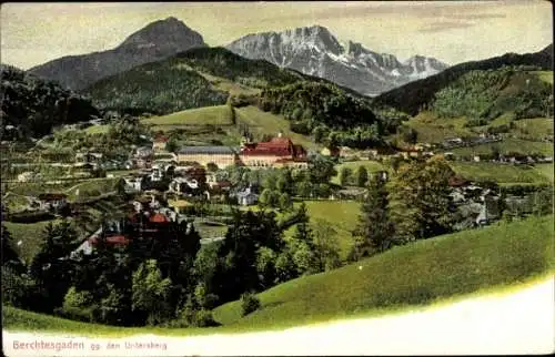 Ak Berchtesgaden in Oberbayern, Blick zum Ort mit Umgebung, Untersberg