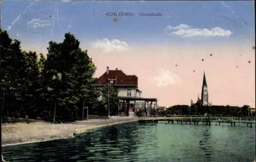 Ak Schleswig in Schleswig Holstein, Strandhalle, Kirche