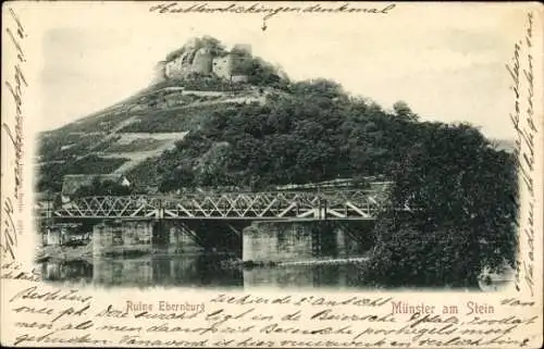 Ak Bad Münster am Stein Ebernburg Rheinland Pfalz, Ruine, Brücke