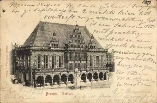 Ak Hansestadt Bremen, Rathaus,  Architektur,  von 1900, Verlag Willy Koch