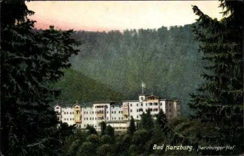 Ak Bad Harzburg am Harz, Harzburger Hof, Hotel, Landschaft, bewaldete Umgebung
