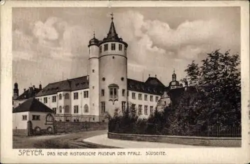 Ak Speyer am Rhein, Historisches Museum der Pfalz, Südseite, Burgähnliches Gebäude