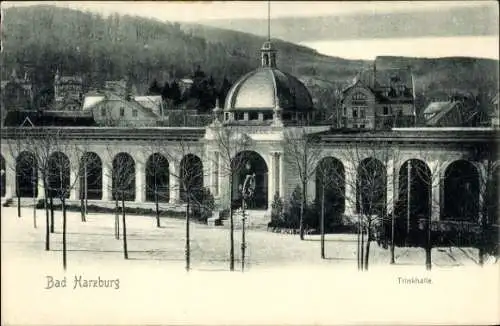 Ak Bad Harzburg am Harz,  Trinkhalle,  Architektur, Winterlandschaft
