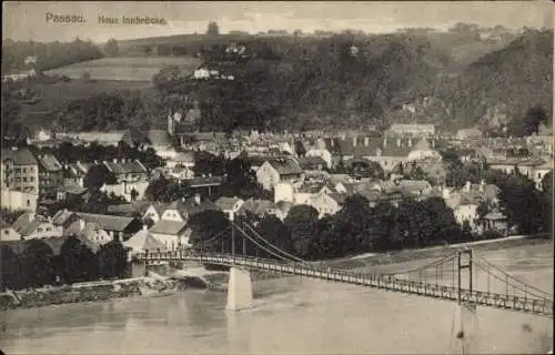Ak Passau in Niederbayern,  Neue Innbrücke, Stadtansicht, Fluss, Brücke,  Architektur