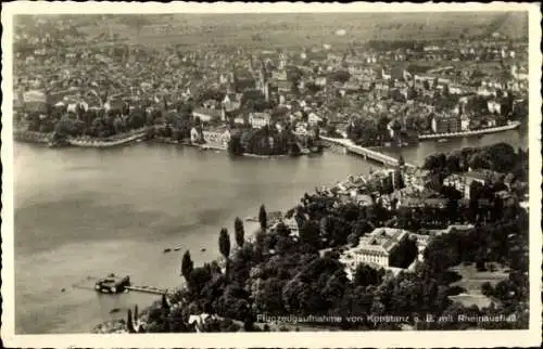 Ak Konstanz am Bodensee, Luftaufnahme, Rheinausfluss, Stadtansicht, s Bild