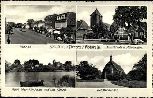Ak Preetz bei Stralsund, Markt, Staatkirche, Altersheim, Kirchsee