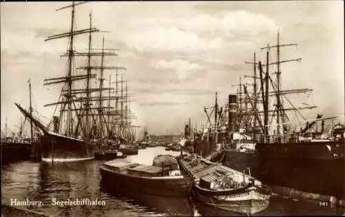 Ak Hamburg, Segelschiffhafen