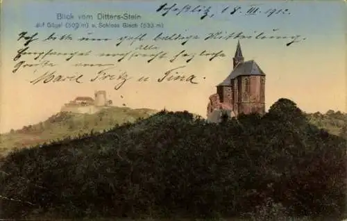 Ak Schesslitz Scheßlitz in Oberfranken, Giechburg, Schlossruine Giech, Ditters-Stein