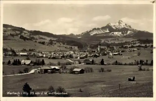 Ak Wertach im Allgäu, Panoramablick auf  Berge, Grünten im Hintergrund