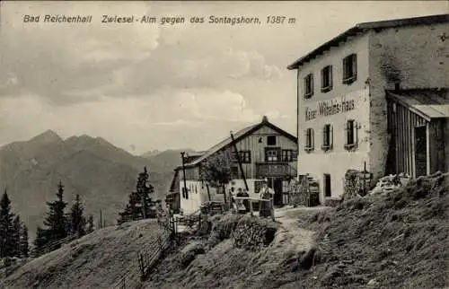 Ak Bad Reichenhall in Oberbayern, Alm, Berge, Sontagshorn, 1387 m, Natur, Landschaft