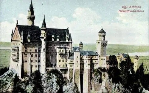 Ak Hohenschwangau Schwangau im Ostallgäu, Schloss Neuschwanstein