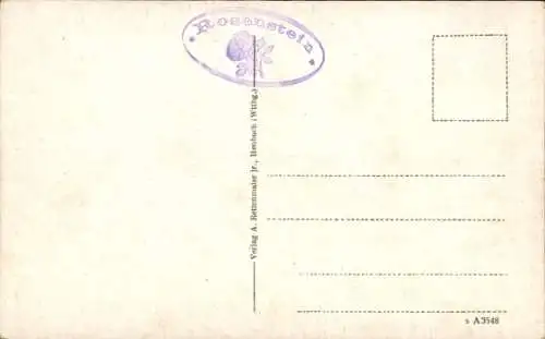 Ak Heubach in Württemberg, Burg Rosenstein,  Abb.: einst und jetzt, Malerei, zwei Ansichten