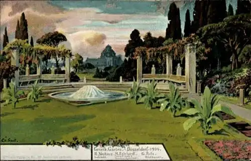Künstler-Ak Düsseldorf Rhein, Griech. Garten, 1904
