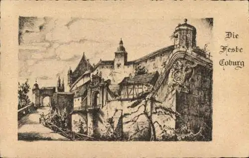 Künstler Ak Coburg in Oberfranken, Feste Coburg, Weg, Tor