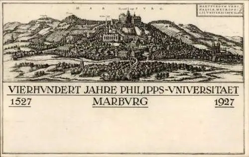 Ak Marburg an der Lahn, Darstellung von  Universitätsgebäude, Festanlass 400 Jahre