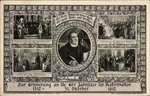 Ak Worms am Rhein, Thesenanschlag, Luther, Verbrennung Bannbulle, Reichstag, Reformation 1517