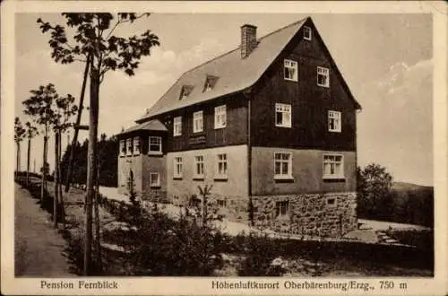 Ak Oberbärenburg Altenberg im Erzgebirge, Haus der Pension Fernblick, Höhenluftkurort, 750 m, Bäu