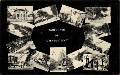 Ak Champigny sur Marne Val de Marne, Souvenir de  mehrere Ansichten, Kartenformat