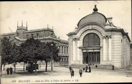 Ak Belfort Beffert Beffort Territoire de Belfort,  Salle des Fêtes, Palais de Justice,  Architekt
