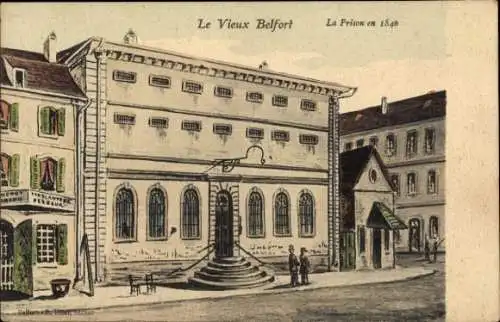 Ak Belfort Beffert Beffort Territoire de Belfort, Historisches Gebäude, Gefängnis, Menschen auf d