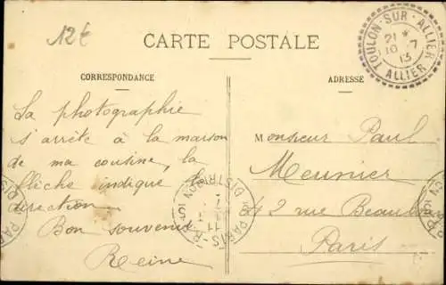 Ak Toulon sur Allier, Route Nationale