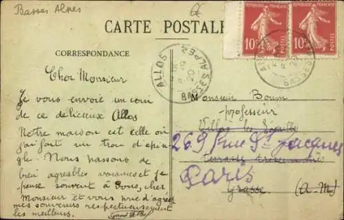 Ak Allos Alpes de Haute Provence, Gesamtansicht