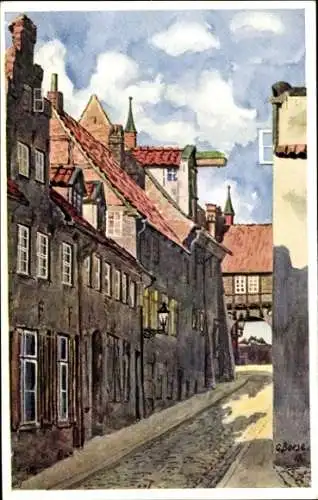 Künstler Ak Lübeck in Schleswig Holstein, Kaiserstraße, Häuserpartie