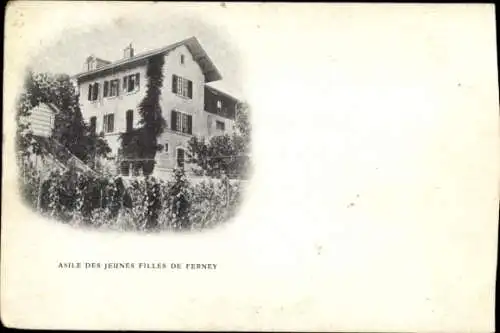 Ak Ferney Voltaire Ain, Asile des Jeunes Filles de  Gebäude mit Fenstern und Pflanzen