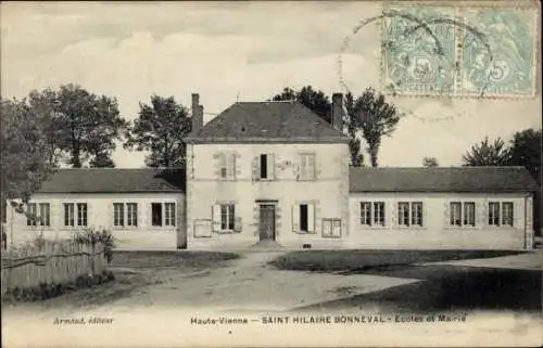 Ak Saint Hilaire Bonneval Haute Vienne, Ecoles, Mairie
