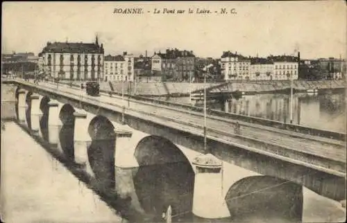 Ak Roanne Loire, Brücke über die Loire, Stadtansicht,  Architektur