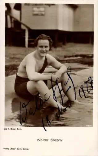 Ak Schauspieler Walter Slezak im Badeanzug, Ross Verlag
