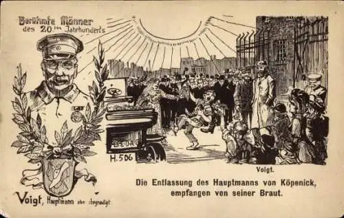 Künstler Ak Berlin Köpenick, berühmte Männer d. 20. Jhd., Entlassung des Hauptmanns