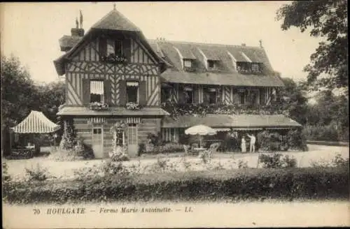 Ak Houlgate Calvados, Fachwerkhaus, Wälder, Blumenschmuck, Terrassengarten