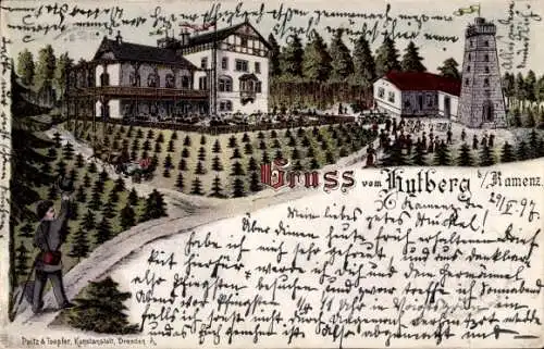 Litho Kamenz in Sachsen, Hutberg, Gastwirtschaft, Aussichtsturm