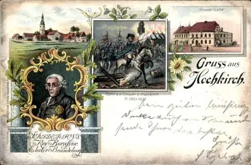 Litho Hochkirch in Sachsen, Gasthof, Schlacht bei Hochkirch 1758, König Friedrich von Preußen