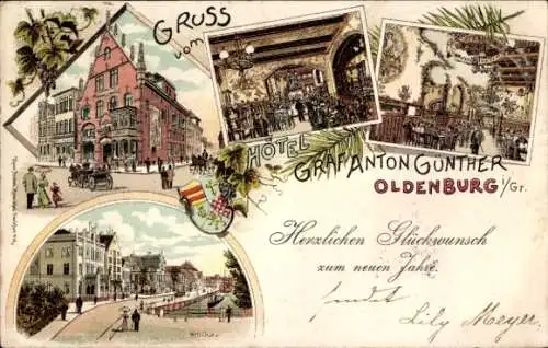 Wappen Litho Oldenburg im Großherzogtum Oldenburg, Hotel Graf Anton Günther, Innenansicht