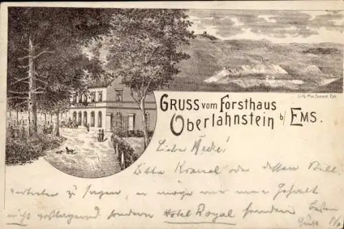 Litho Oberlahnstein Lahnstein am Rhein, Forsthaus, Panorama