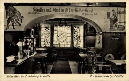 Ak Landsberg im Saalekreis, Ratskeller, historische Gaststätte